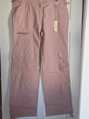 Blush Pink Cargo Pants With adjustable  Drawstring Pant Leg